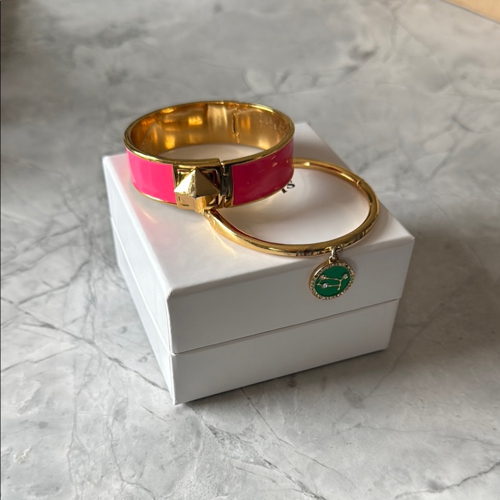 Kate Spade Gold and Pink Enamel Bangle Set